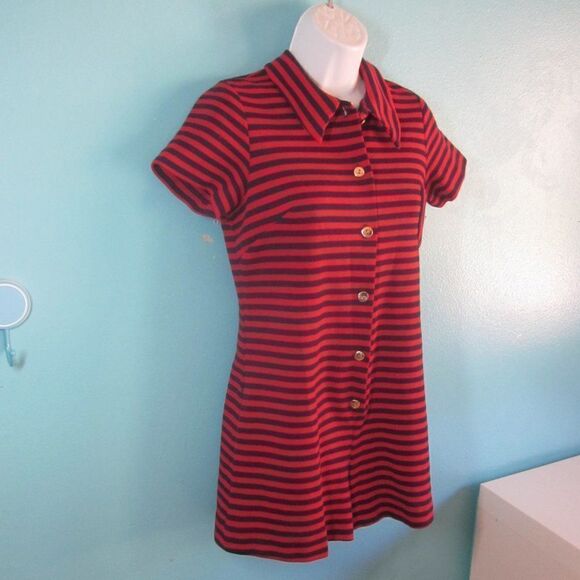 Sears VINTAGE JR Bazaar Red & Navy Striped Romper Fits 34 B X 31 W X 36 H - 11P - Picture 1 of 10